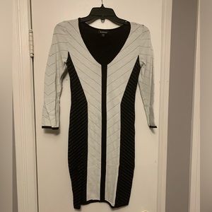 Bebe Women’s Medium Size Dress. Winter white and black.